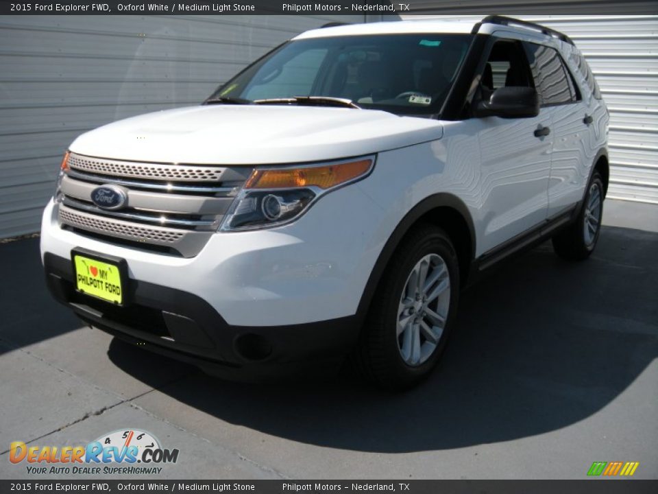 2015 Ford Explorer FWD Oxford White / Medium Light Stone Photo #7