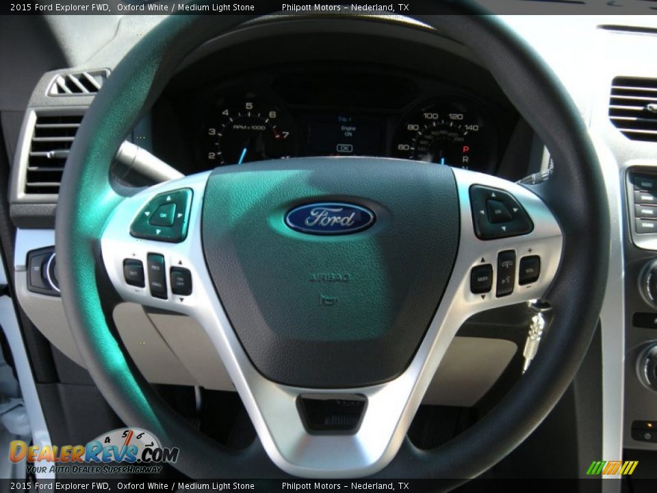 2015 Ford Explorer FWD Oxford White / Medium Light Stone Photo #31