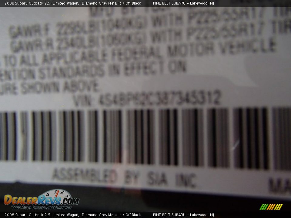 2008 Subaru Outback 2.5i Limited Wagon Diamond Gray Metallic / Off Black Photo #28