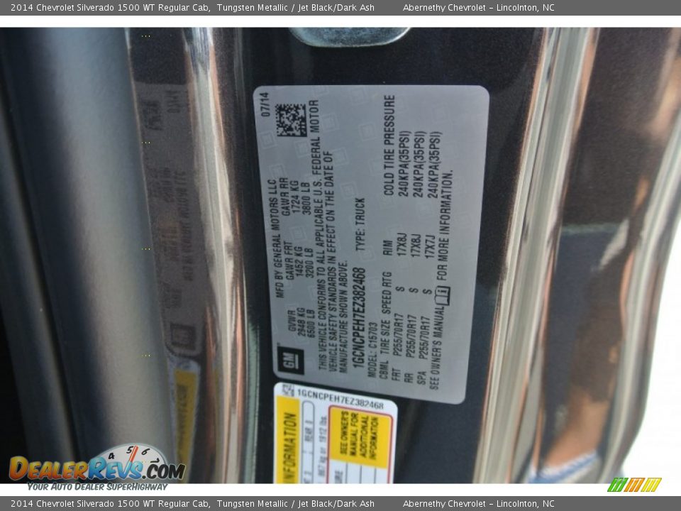 2014 Chevrolet Silverado 1500 WT Regular Cab Tungsten Metallic / Jet Black/Dark Ash Photo #7