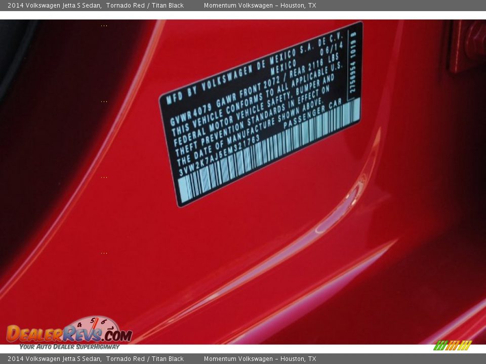 2014 Volkswagen Jetta S Sedan Tornado Red / Titan Black Photo #26