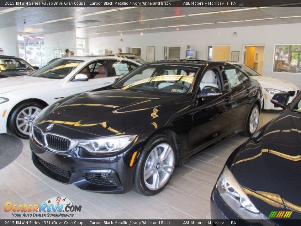 2015 BMW 4 Series 435i xDrive Gran Coupe Carbon Black Metallic / Ivory White and Black Photo #1