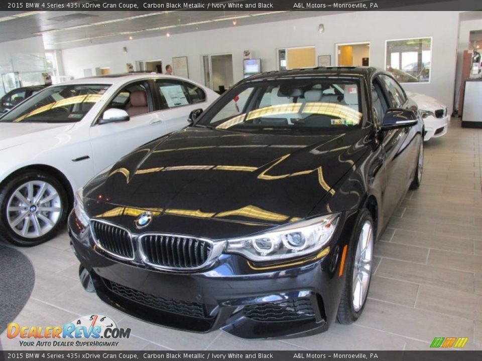 2015 BMW 4 Series 435i xDrive Gran Coupe Carbon Black Metallic / Ivory White and Black Photo #2