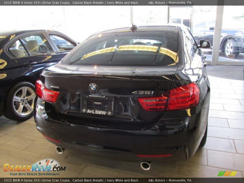 2015 BMW 4 Series 435i xDrive Gran Coupe Carbon Black Metallic / Ivory White and Black Photo #6