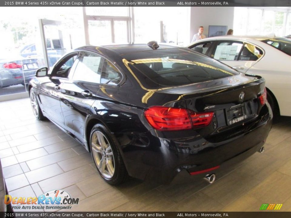 2015 BMW 4 Series 435i xDrive Gran Coupe Carbon Black Metallic / Ivory White and Black Photo #7