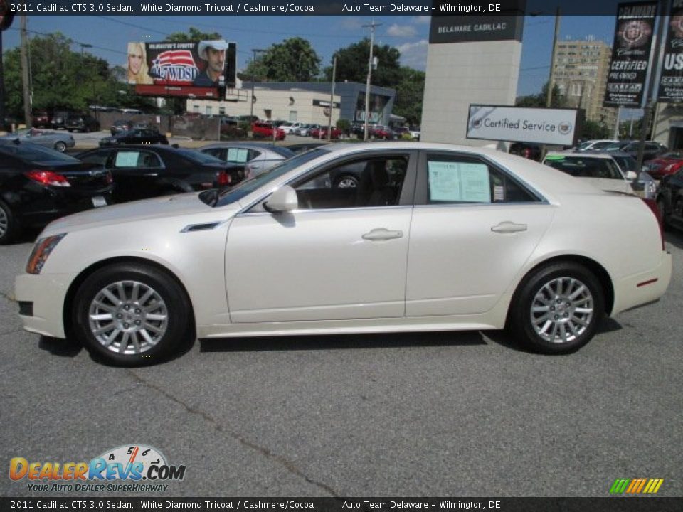 2011 Cadillac CTS 3.0 Sedan White Diamond Tricoat / Cashmere/Cocoa Photo #3