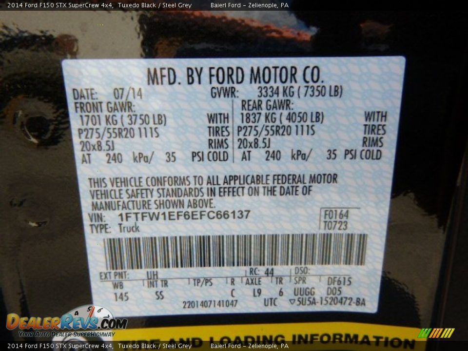 2014 Ford F150 STX SuperCrew 4x4 Tuxedo Black / Steel Grey Photo #20