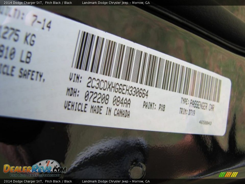 2014 Dodge Charger SXT Pitch Black / Black Photo #10