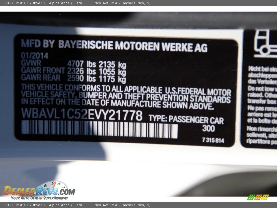 2014 BMW X1 xDrive28i Alpine White / Black Photo #34
