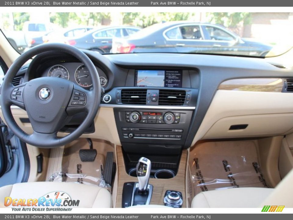 2011 BMW X3 xDrive 28i Blue Water Metallic / Sand Beige Nevada Leather Photo #13