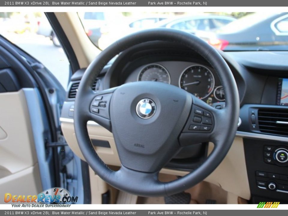 2011 BMW X3 xDrive 28i Blue Water Metallic / Sand Beige Nevada Leather Photo #16