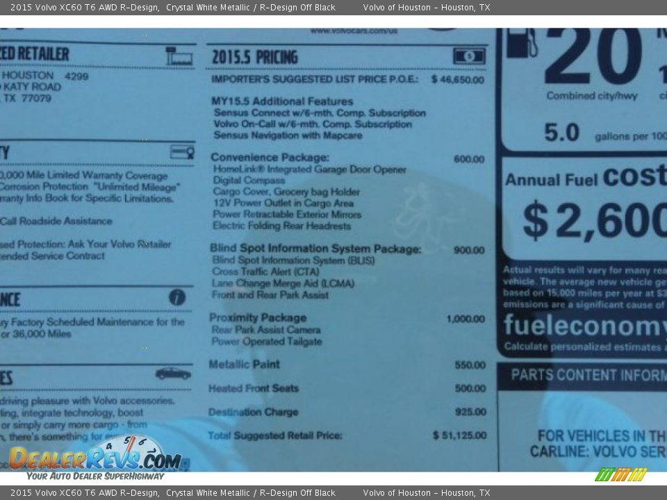 2015 Volvo XC60 T6 AWD R-Design Crystal White Metallic / R-Design Off Black Photo #34