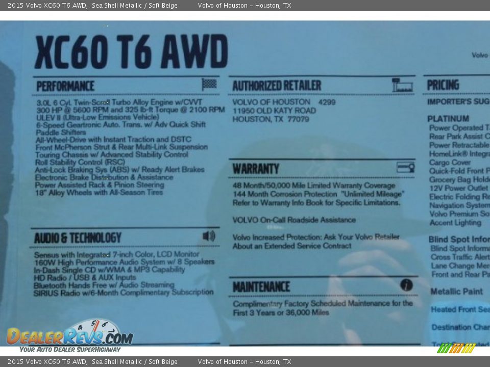 2015 Volvo XC60 T6 AWD Sea Shell Metallic / Soft Beige Photo #33