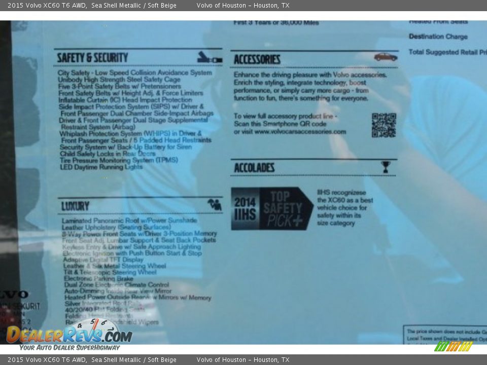 2015 Volvo XC60 T6 AWD Sea Shell Metallic / Soft Beige Photo #34