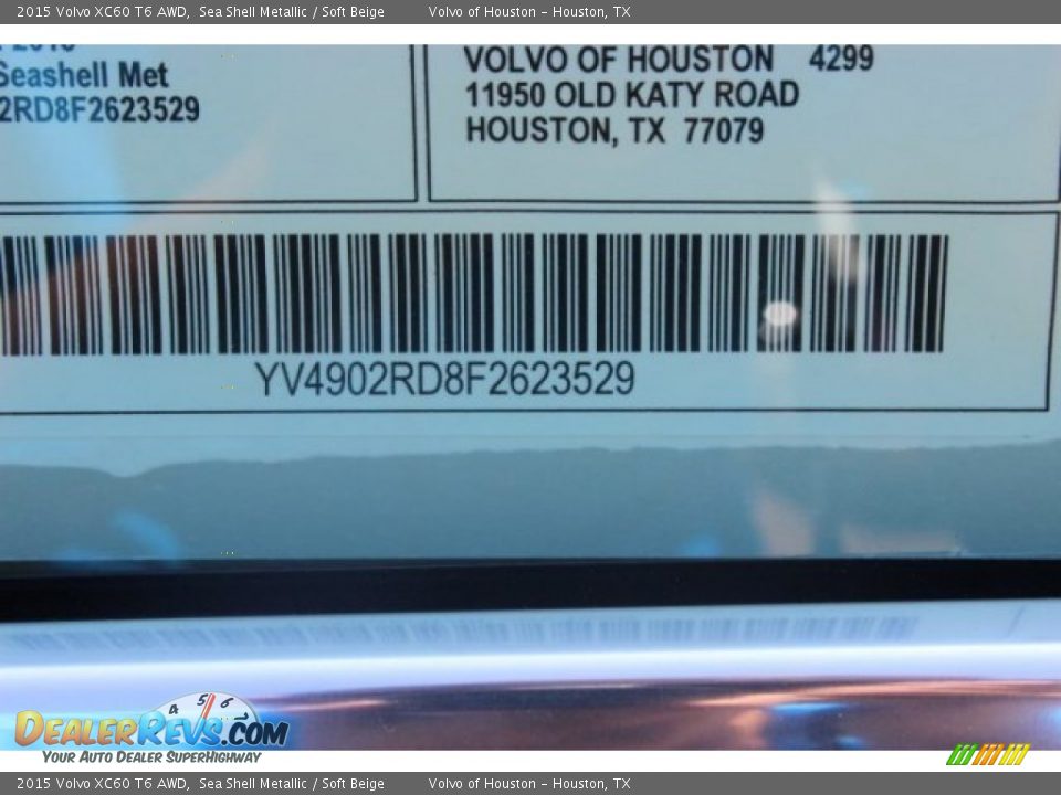 2015 Volvo XC60 T6 AWD Sea Shell Metallic / Soft Beige Photo #35