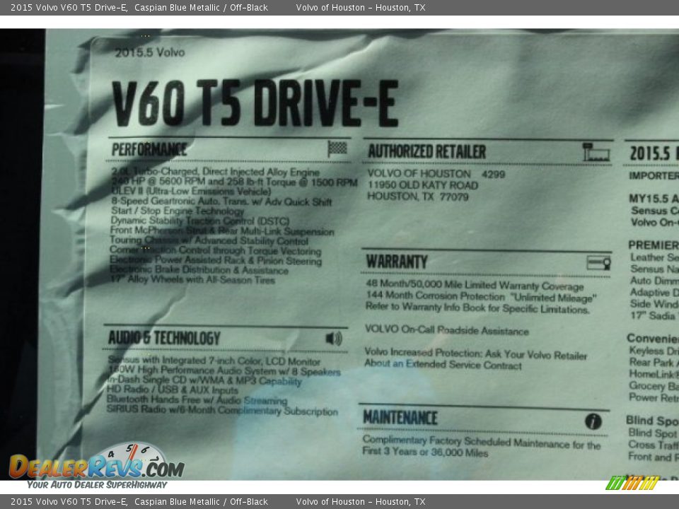 2015 Volvo V60 T5 Drive-E Caspian Blue Metallic / Off-Black Photo #33