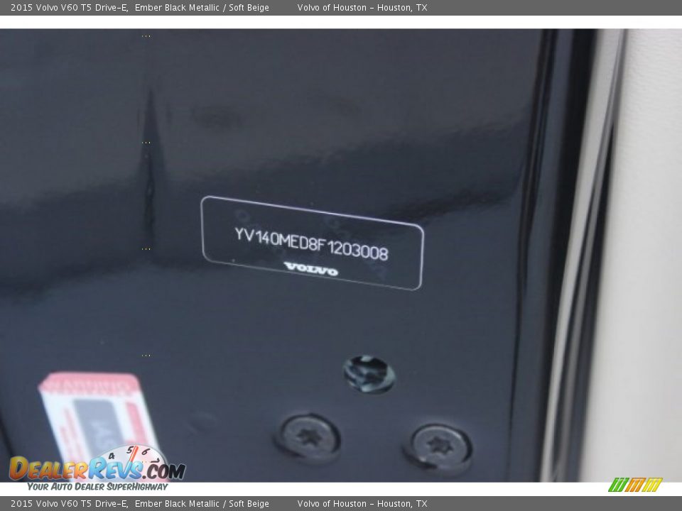 2015 Volvo V60 T5 Drive-E Ember Black Metallic / Soft Beige Photo #30