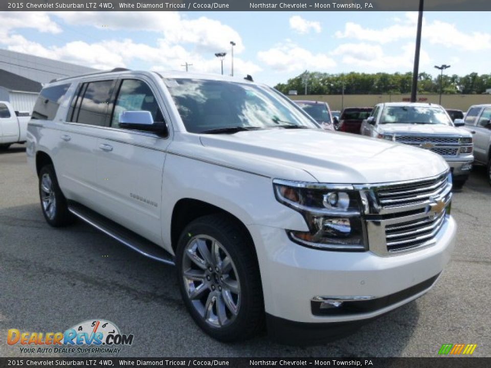 2015 Chevrolet Suburban LTZ 4WD White Diamond Tricoat / Cocoa/Dune Photo #3