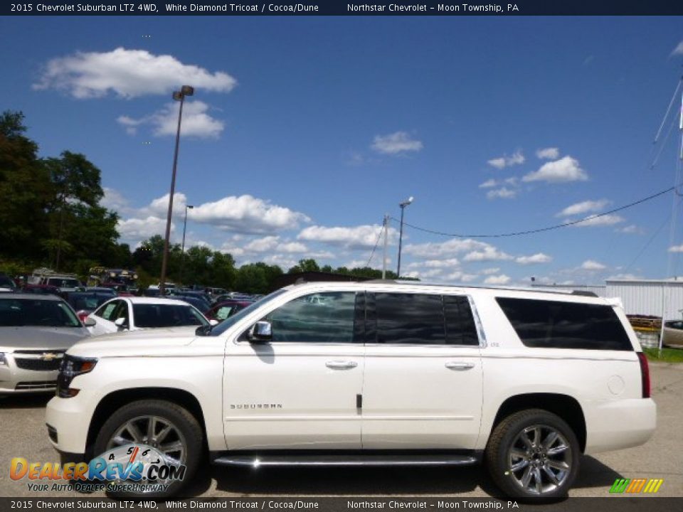 2015 Chevrolet Suburban LTZ 4WD White Diamond Tricoat / Cocoa/Dune Photo #8