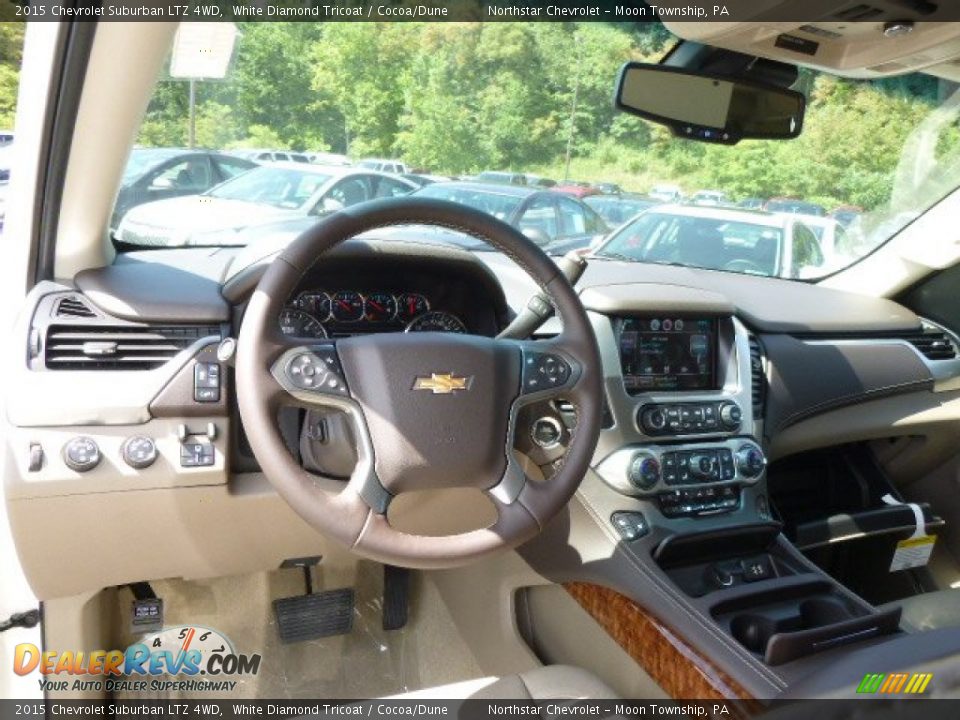 2015 Chevrolet Suburban LTZ 4WD White Diamond Tricoat / Cocoa/Dune Photo #14