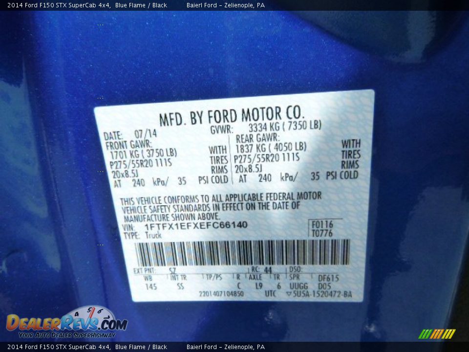 2014 Ford F150 STX SuperCab 4x4 Blue Flame / Black Photo #20