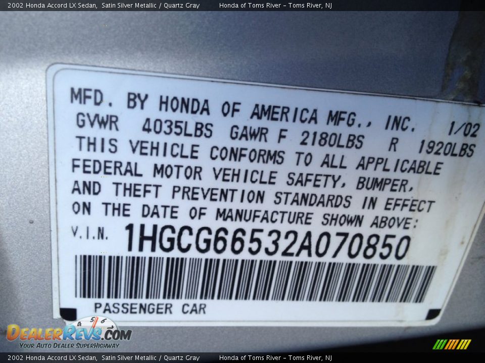 2002 Honda Accord LX Sedan Satin Silver Metallic / Quartz Gray Photo #15