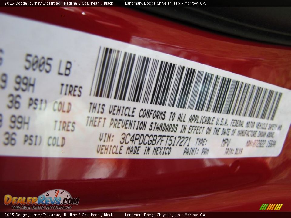 2015 Dodge Journey Crossroad Redline 2 Coat Pearl / Black Photo #9