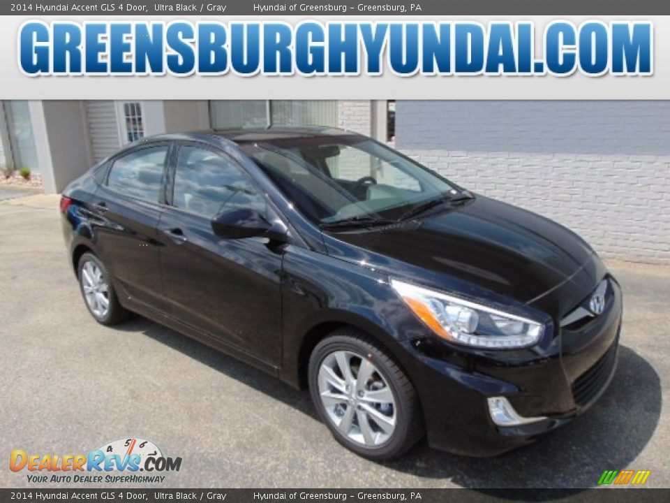 2014 Hyundai Accent GLS 4 Door Ultra Black / Gray Photo #1