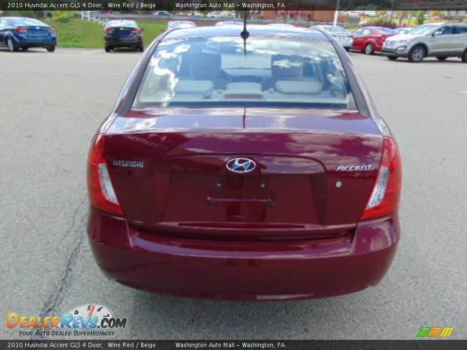 2010 Hyundai Accent GLS 4 Door Wine Red / Beige Photo #7
