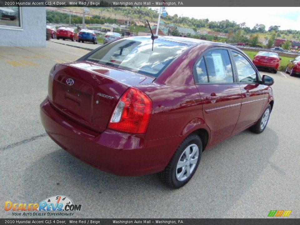 2010 Hyundai Accent GLS 4 Door Wine Red / Beige Photo #8