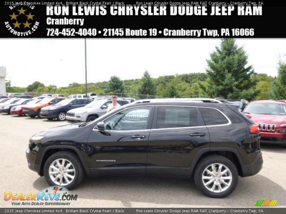 2015 Jeep Cherokee Limited 4x4 Brilliant Black Crystal Pearl / Black Photo #1