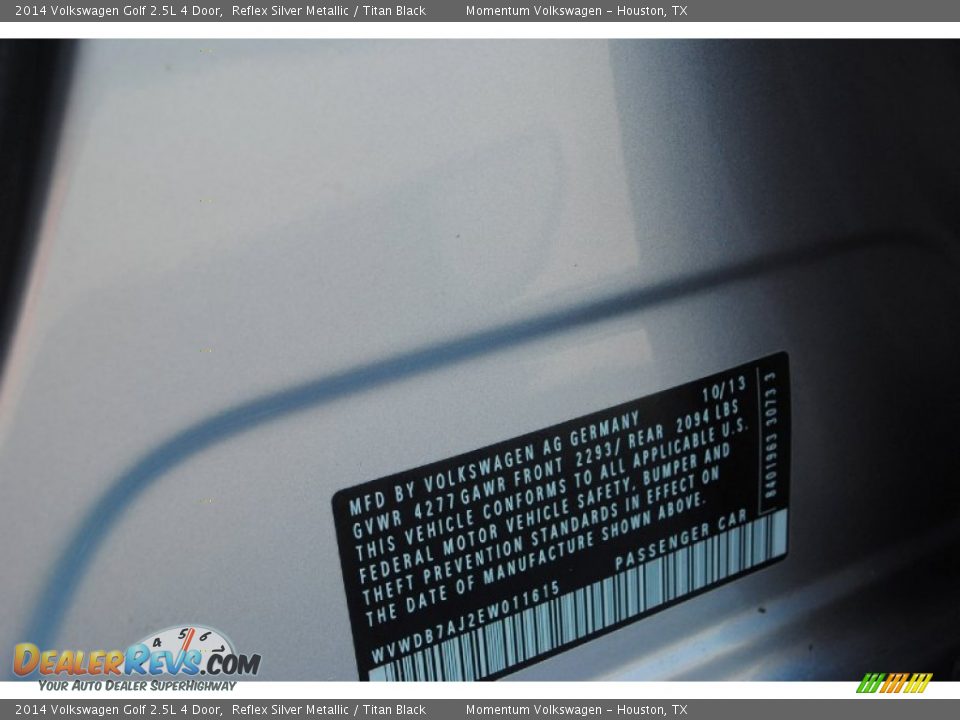 2014 Volkswagen Golf 2.5L 4 Door Reflex Silver Metallic / Titan Black Photo #27
