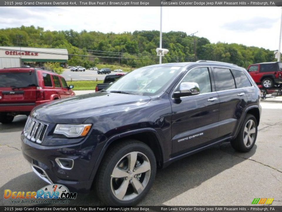 2015 Jeep Grand Cherokee Overland 4x4 True Blue Pearl / Brown/Light Frost Beige Photo #1