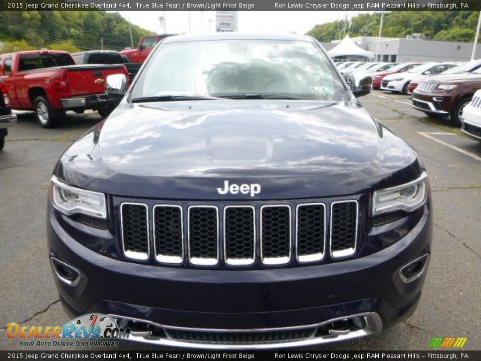 2015 Jeep Grand Cherokee Overland 4x4 True Blue Pearl / Brown/Light Frost Beige Photo #8