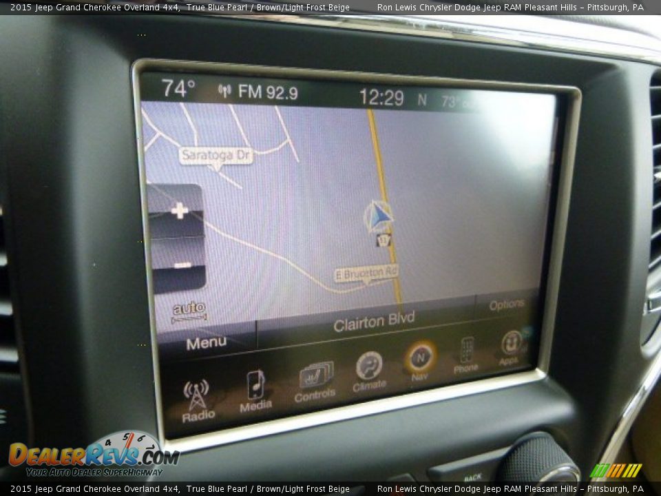 2015 Jeep Grand Cherokee Overland 4x4 True Blue Pearl / Brown/Light Frost Beige Photo #17