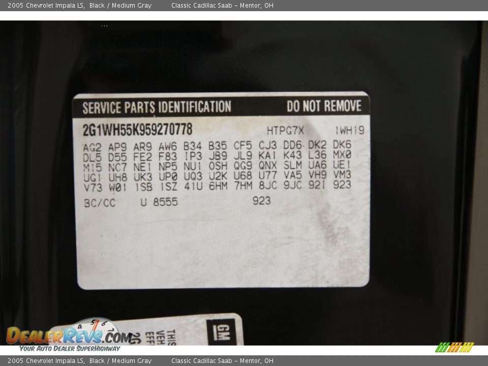 2005 Chevrolet Impala LS Black / Medium Gray Photo #17