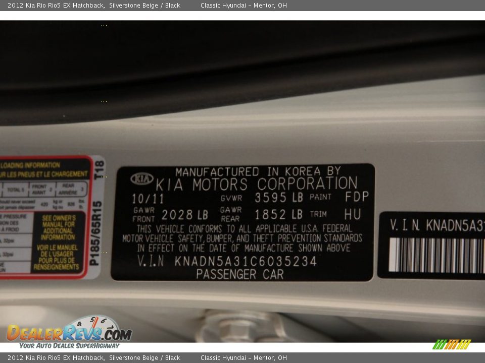 2012 Kia Rio Rio5 EX Hatchback Silverstone Beige / Black Photo #17