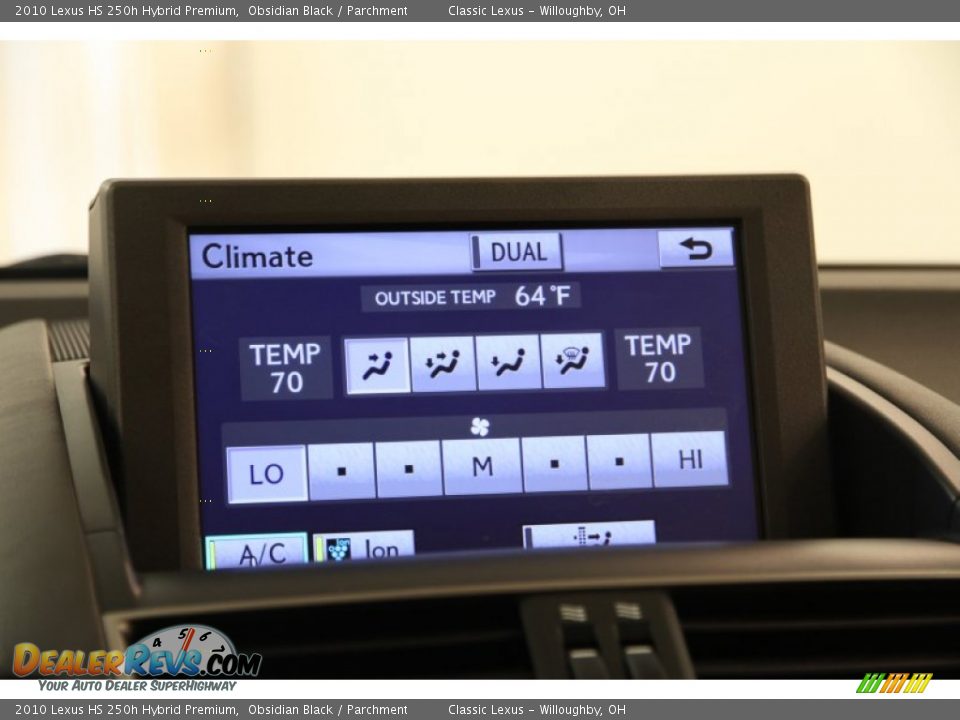 2010 Lexus HS 250h Hybrid Premium Obsidian Black / Parchment Photo #15