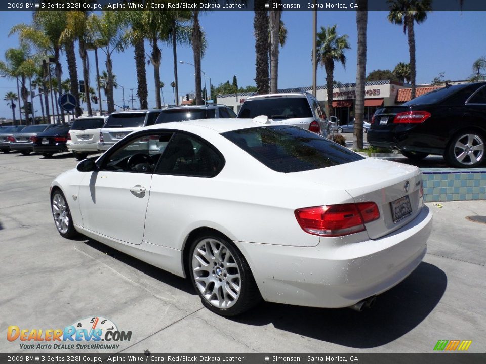 2009 BMW 3 Series 328i Coupe Alpine White / Coral Red/Black Dakota Leather Photo #4