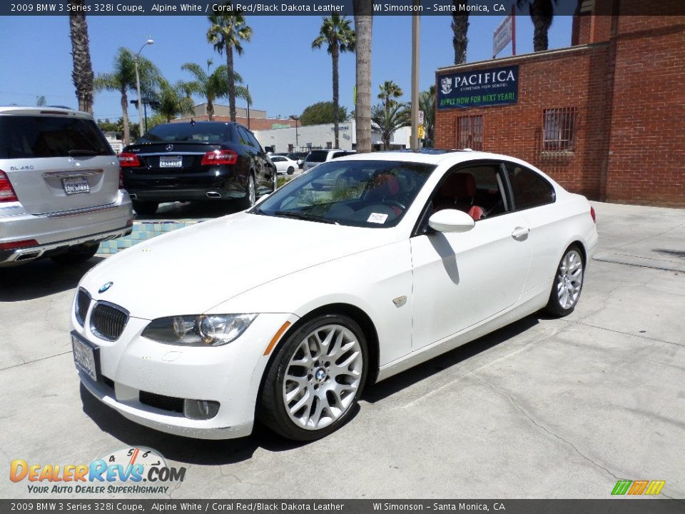 2009 BMW 3 Series 328i Coupe Alpine White / Coral Red/Black Dakota Leather Photo #5