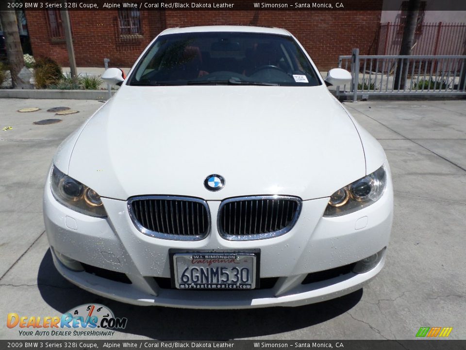 2009 BMW 3 Series 328i Coupe Alpine White / Coral Red/Black Dakota Leather Photo #6