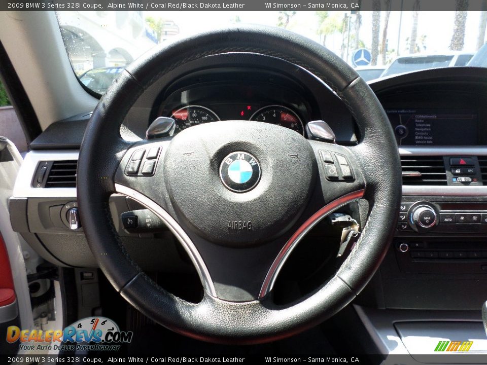 2009 BMW 3 Series 328i Coupe Alpine White / Coral Red/Black Dakota Leather Photo #10