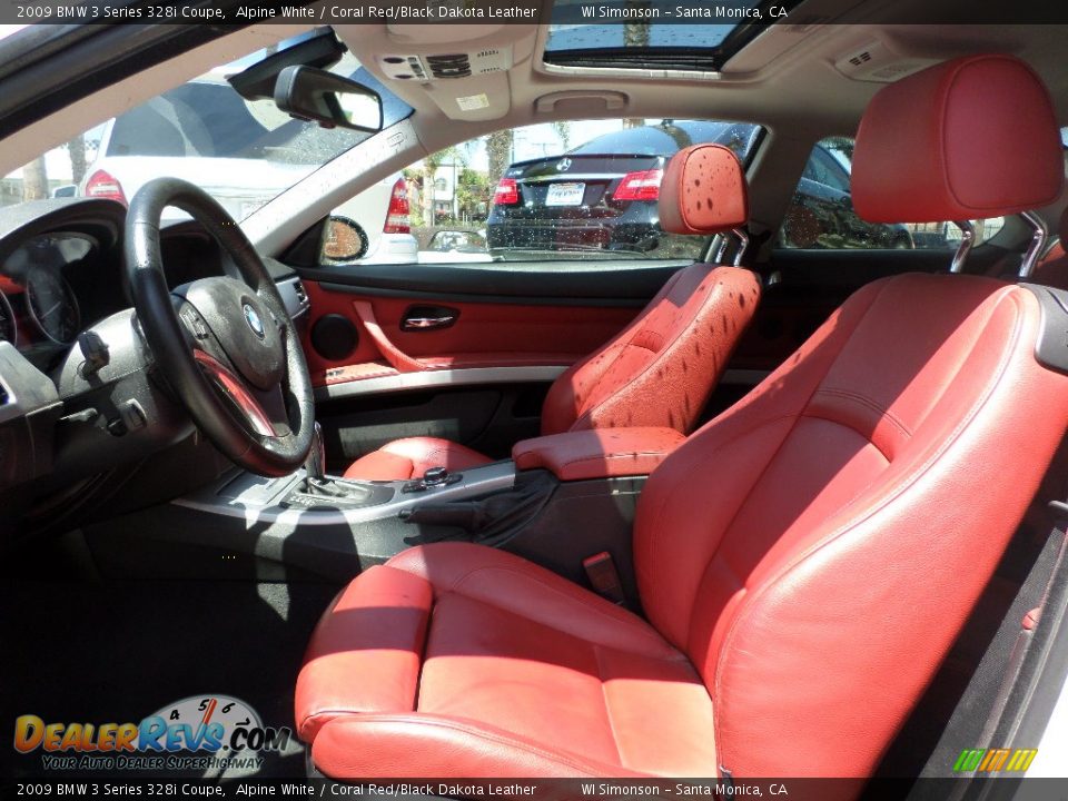 2009 BMW 3 Series 328i Coupe Alpine White / Coral Red/Black Dakota Leather Photo #17