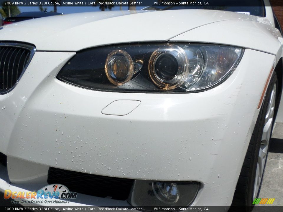 2009 BMW 3 Series 328i Coupe Alpine White / Coral Red/Black Dakota Leather Photo #22