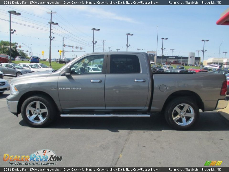 2011 Dodge Ram 1500 Laramie Longhorn Crew Cab 4x4 Mineral Gray Metallic / Dark Slate Gray/Russet Brown Photo #4