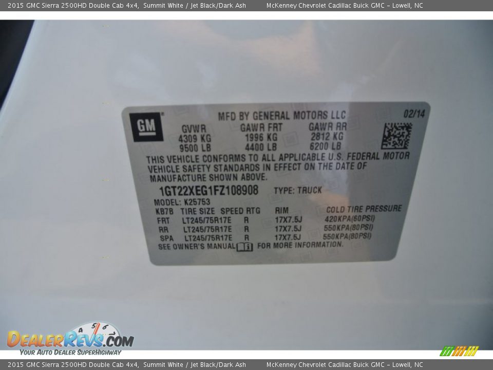 2015 GMC Sierra 2500HD Double Cab 4x4 Summit White / Jet Black/Dark Ash Photo #7
