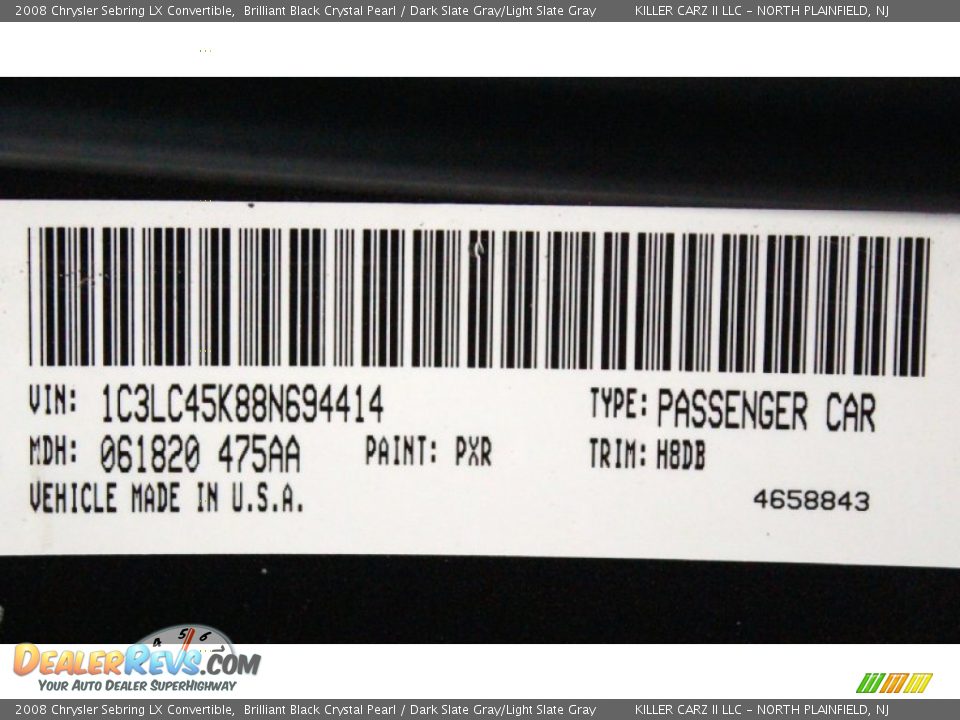 2008 Chrysler Sebring LX Convertible Brilliant Black Crystal Pearl / Dark Slate Gray/Light Slate Gray Photo #29