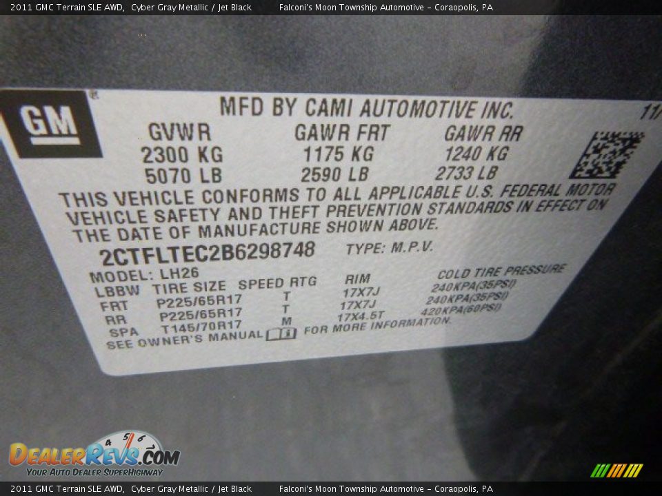 2011 GMC Terrain SLE AWD Cyber Gray Metallic / Jet Black Photo #23