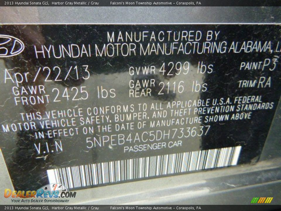 2013 Hyundai Sonata GLS Harbor Gray Metallic / Gray Photo #4