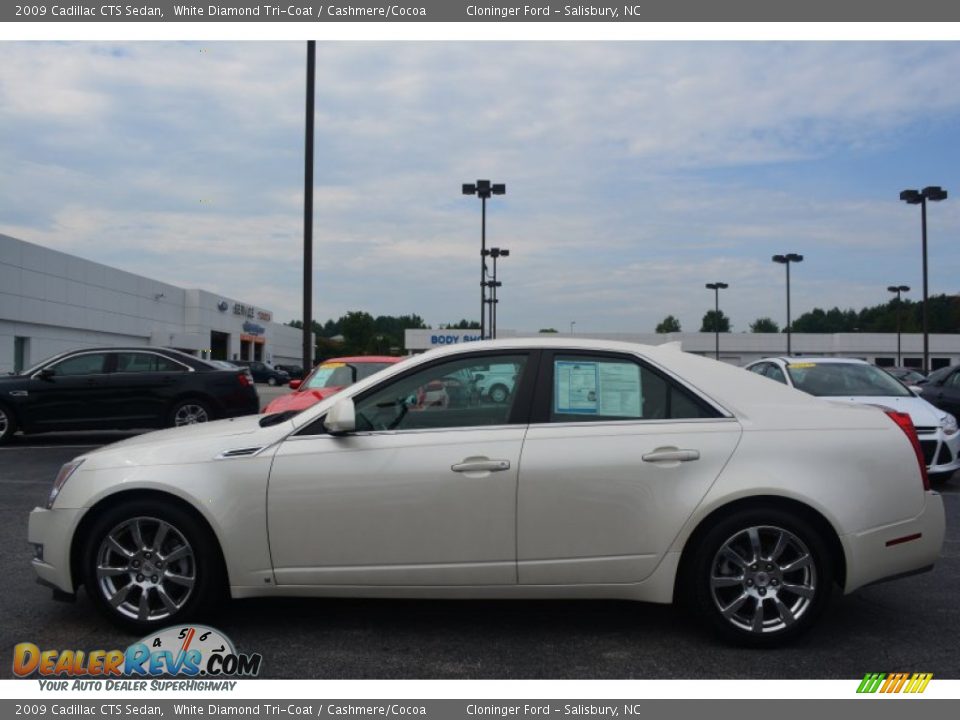 2009 Cadillac CTS Sedan White Diamond Tri-Coat / Cashmere/Cocoa Photo #6